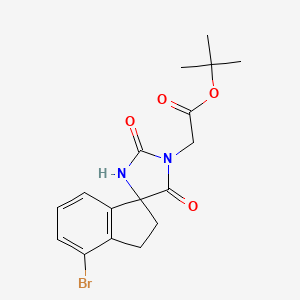 molecular formula C17H19BrN2O4 B14053677 tert-Butyl 2-(4'-bromo-2,5-dioxo-2',3'-dihydrospiro[imidazolidine-4,1'-inden]-1-yl)acetate 