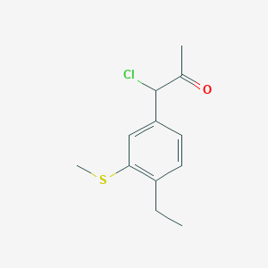 molecular formula C12H15ClOS B14053743 1-Chloro-1-(4-ethyl-3-(methylthio)phenyl)propan-2-one 