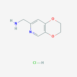 molecular formula C8H11ClN2O2 B1405377 (2,3-Dihydro-[1,4]dioxino[2,3-c]pyridin-7-yl)methanamine hydrochloride CAS No. 917836-01-2