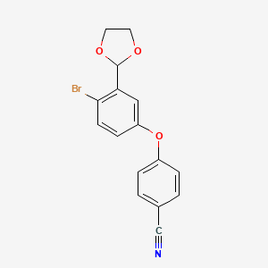molecular formula C16H12BrNO3 B1405384 4-(4-Bromo-3-(1,3-dioxolan-2-yl)phenoxy)benzonitrile CAS No. 1217366-74-9