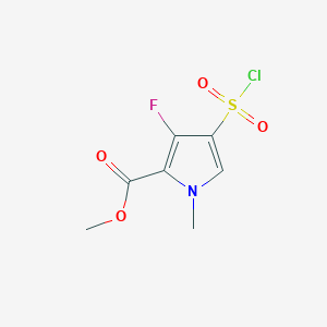 molecular formula C7H7ClFNO4S B14053948 Methyl 4-(chlorosulfonyl)-3-fluoro-1-methyl-1H-pyrrole-2-carboxylate 