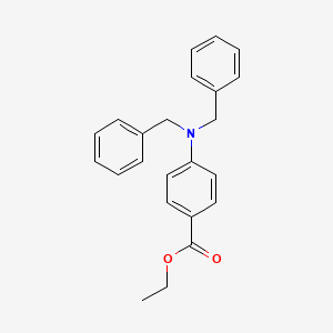 molecular formula C23H23NO2 B14053956 Benzoic acid, 4-[bis(phenylmethyl)amino]-, ethyl ester CAS No. 101130-95-4