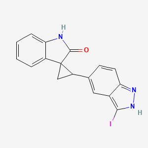 molecular formula C17H12IN3O B1405403 2-(3-Iodo-1H-indazol-5-yl)spiro[cyclopropane-1,3'-indolin]-2'-one CAS No. 1799434-54-0