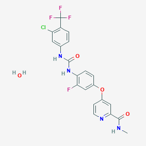 molecular formula C21H17ClF4N4O4 B14054031 4-[4-[[4-chloro-3-(trifluoromethyl)phenyl]carbamoylamino]-3-fluorophenoxy]-N-methylpyridine-2-carboxamide,hydrate 