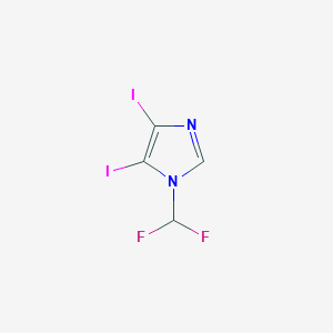 molecular formula C4H2F2I2N2 B14054066 1-(difluoromethyl)-4,5-diiodo-1H-imidazole 