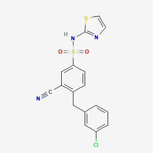 molecular formula C17H12ClN3O2S2 B1405409 4-(3-Chlorobenzyl)-3-cyano-N-(thiazol-2-yl)benzenesulfonamide CAS No. 1799439-21-6