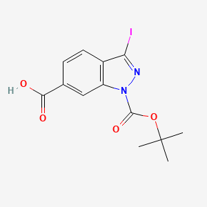 molecular formula C13H13IN2O4 B1405410 1-(tert-Butoxycarbonyl)-3-iodo-1H-indazole-6-carboxylic acid CAS No. 1799420-87-3
