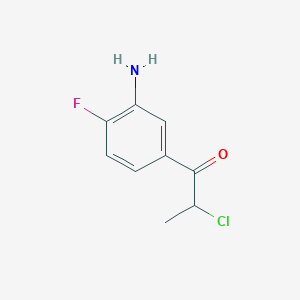 molecular formula C9H9ClFNO B14054131 1-(3-Amino-4-fluorophenyl)-2-chloropropan-1-one 