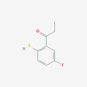 molecular formula C9H9FOS B14054283 1-(5-Fluoro-2-mercaptophenyl)propan-1-one 