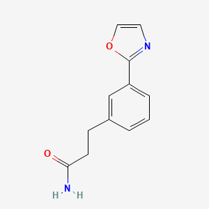 molecular formula C12H12N2O2 B1405430 3-(3-(Oxazol-2-yl)phenyl)propanamide CAS No. 1799434-49-3