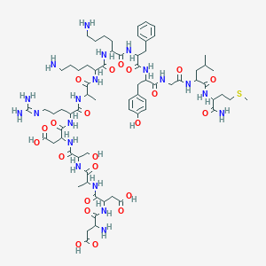 molecular formula C70H110N20O22S B140544 L-Methioninamide, L-alpha-aspartyl-L-alpha-aspartyl-L-alanyl-L-seryl-L-alpha-aspartyl-L-arginyl-L-alanyl-L-lysyl-L-lysyl-L-phenylalanyl-L-tyrosylglycyl-L-leucyl- CAS No. 132151-82-7