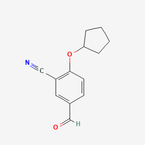 molecular formula C13H13NO2 B1405440 2-(Cyclopentyloxy)-5-formylbenzonitrile CAS No. 1072947-66-0