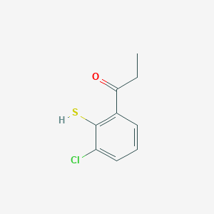 molecular formula C9H9ClOS B14054407 1-(3-Chloro-2-mercaptophenyl)propan-1-one 