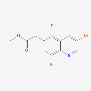 molecular formula C12H8Br2FNO2 B1405449 Methyl 2-(3,8-dibromo-5-fluoroquinolin-6-yl)acetate CAS No. 1799420-91-9