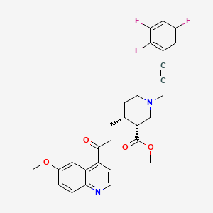 molecular formula C29H27F3N2O4 B1405456 (3R,4R)-methyl 4-(3-(6-methoxyquinolin-4-yl)-3-oxopropyl)-1-(3-(2,3,5-trifluorophenyl)prop-2-ynyl)piperidine-3-carboxylate CAS No. 651320-91-1