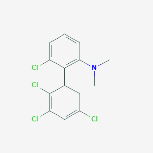 molecular formula C14H13Cl4N B14054629 [3-Chloro-2-(2,3,5-trichlorocyclohexa-2,4-dienyl)-phenyl]-dimethyl-amine 
