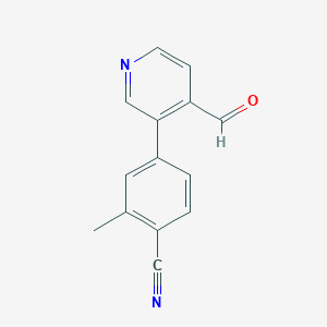 molecular formula C14H10N2O B1405464 4-(4-Formylpyridin-3-yl)-2-methylbenzonitrile CAS No. 1308669-68-2