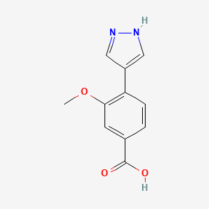 molecular formula C11H10N2O3 B1405466 3-methoxy-4-(1H-pyrazol-4-yl)benzoic acid CAS No. 1623119-25-4