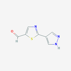 5-Thiazolecarboxaldehyde, 2-(1H-pyrazol-4-yl)-