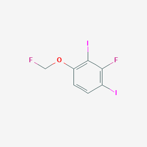 molecular formula C7H4F2I2O B14054998 1,3-Diiodo-2-fluoro-4-(fluoromethoxy)benzene 