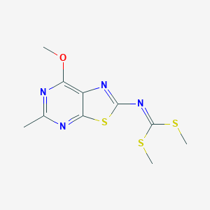molecular formula C10H12N4OS3 B14055199 Dimethyl (7-methoxy-5-methylthiazolo[5,4-d]pyrimidin-2-yl)carbonimidodithioate 