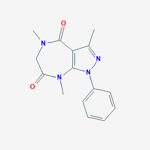molecular formula C15H16N4O2 B140552 1-Phenyl-3,5,8-trimethyl-1,4,5,6,7,8-hexahydropyrazolo(3,4-e)(1,4)diazepin-4,7-dione CAS No. 126567-68-8