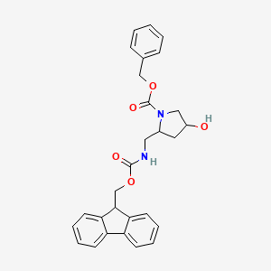 molecular formula C28H28N2O5 B14055212 (2S,4S)-benzyl2-((((9H-fluoren-9-yl)methoxy)carbonylamino)methyl)-4-hydroxypyrrolidine-1-carboxylate 