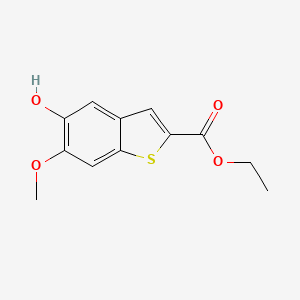 molecular formula C12H12O4S B1405531 乙酸5-羟基-6-甲氧基-1-苯并噻吩-2-羧酸乙酯 CAS No. 1303890-37-0
