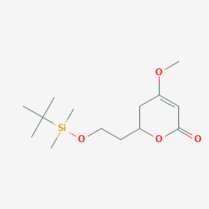 molecular formula C14H26O4Si B14055507 (R)-6-(2-((tert-butyldimethylsilyl)oxy)ethyl)-4-methoxy-5,6-dihydro-2H-pyran-2-one 