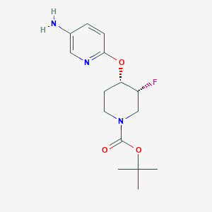 molecular formula C15H22FN3O3 B14055653 Tert-butyl (3R,4S)-4-((5-aminopyridin-2-YL)oxy)-3-fluoropiperidine-1-carboxylate 