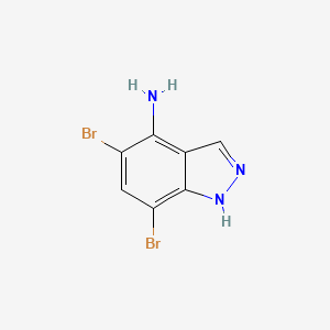 molecular formula C7H5Br2N3 B1405567 5,7-dibromo-1H-indazol-4-amine CAS No. 1427460-73-8