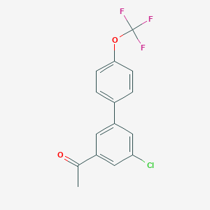 molecular formula C15H10ClF3O2 B14055840 1-(5-Chloro-4'-(trifluoromethoxy)biphenyl-3-yl)-ethanone 