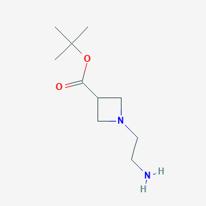 molecular formula C10H20N2O2 B14055966 Tert-butyl 1-(2-aminoethyl)azetidine-3-carboxylate 