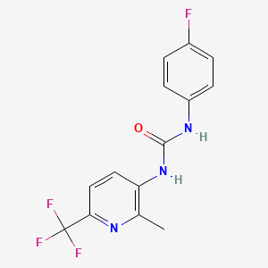 molecular formula C14H11F4N3O B1405617 N-(4-Fluorophenyl)-N'-[2-methyl-6-(trifluoromethyl)pyridin-3-yl]urea CAS No. 1227954-98-4