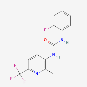 molecular formula C14H11F4N3O B1405618 N-(2-Fluorophenyl)-N'-[2-methyl-6-(trifluoromethyl)pyridin-3-yl]urea CAS No. 1227955-07-8