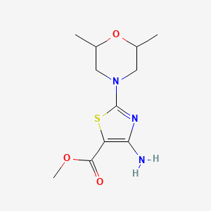 molecular formula C11H17N3O3S B1405619 Methyl 4-amino-2-(2,6-dimethylmorpholin-4-yl)-1,3-thiazole-5-carboxylate CAS No. 1427460-19-2