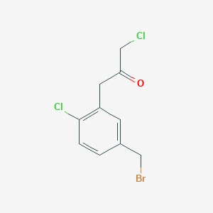 molecular formula C10H9BrCl2O B14056230 1-(5-(Bromomethyl)-2-chlorophenyl)-3-chloropropan-2-one 