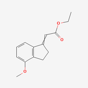 molecular formula C14H16O3 B14056278 Ethyl 2-(4-methoxy-2,3-dihydroinden-1-ylidene)acetate 