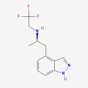molecular formula C12H14F3N3 B14056374 (R)-1-(1H-indazol-4-yl)-N-(2,2,2-trifluoroethyl)propan-2-amine 