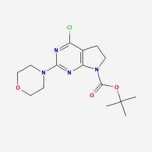 molecular formula C15H21ClN4O3 B1405654 tert-Butyl 4-chloro-2-morpholino-5H-pyrrolo[2,3-d]pyrimidine-7(6H)-carboxylate CAS No. 1439823-58-1