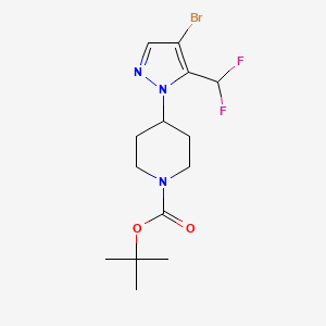 molecular formula C14H20BrF2N3O2 B1405658 tert-Butyl 4-(4-bromo-5-(difluoromethyl)-1H-pyrazol-1-yl)piperidine-1-carboxylate CAS No. 1449117-77-4