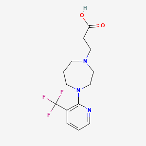 molecular formula C14H18F3N3O2 B1405669 3-{4-[3-(Trifluoromethyl)pyridin-2-yl]-1,4-diazepan-1-yl}propanoic acid CAS No. 1227955-01-2
