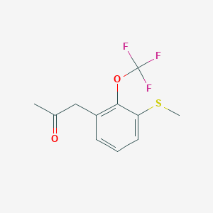 molecular formula C11H11F3O2S B14056701 1-(3-(Methylthio)-2-(trifluoromethoxy)phenyl)propan-2-one 