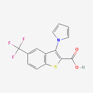 molecular formula C14H8F3NO2S B1405676 3-(1H-Pyrrol-1-yl)-5-(trifluoromethyl)-1-benzothiophene-2-carboxylic acid CAS No. 1227955-00-1