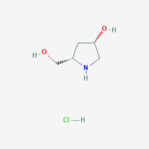 molecular formula C5H12ClNO2 B1405683 (3S,5S)-5-(hydroxymethyl)pyrrolidin-3-ol hydrochloride CAS No. 1350834-24-0