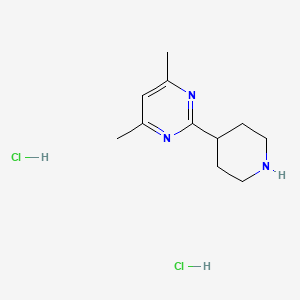 molecular formula C11H19Cl2N3 B1405685 4,6-Dimethyl-2-(piperidin-4-yl)pyrimidine dihydrochloride CAS No. 1803600-56-7