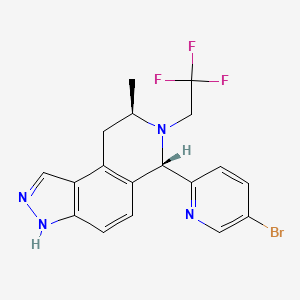 molecular formula C18H16BrF3N4 B14056879 (6S,8R)-6-(5-bromopyridin-2-yl)-8-methyl-7-(2,2,2-trifluoroethyl)-6,7,8,9-tetrahydro-3H-pyrazolo[4,3-f]isoquinoline 