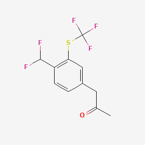 molecular formula C11H9F5OS B14056894 1-(4-(Difluoromethyl)-3-(trifluoromethylthio)phenyl)propan-2-one 