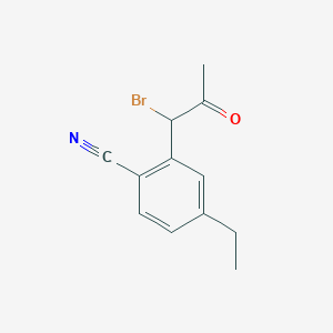molecular formula C12H12BrNO B14056939 Benzonitrile, 2-(1-bromo-2-oxopropyl)-4-ethyl- CAS No. 1803713-43-0