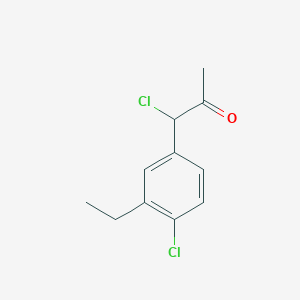 molecular formula C11H12Cl2O B14056941 1-Chloro-1-(4-chloro-3-ethylphenyl)propan-2-one 